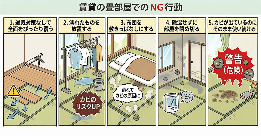 賃貸の和室・畳部屋でカビを発生させるNGな使い方リスト