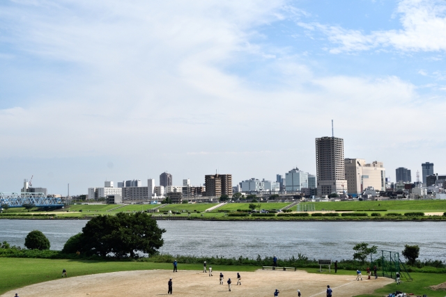 荒川河川敷の風景