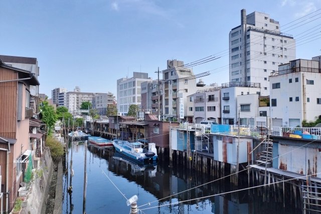 品川浦船溜りの風景