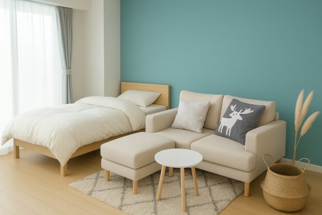 カウチソファで空間を仕切ったイメージ