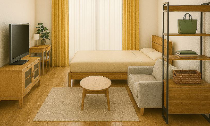 10畳の部屋でダブルベッドを配置したイメージ