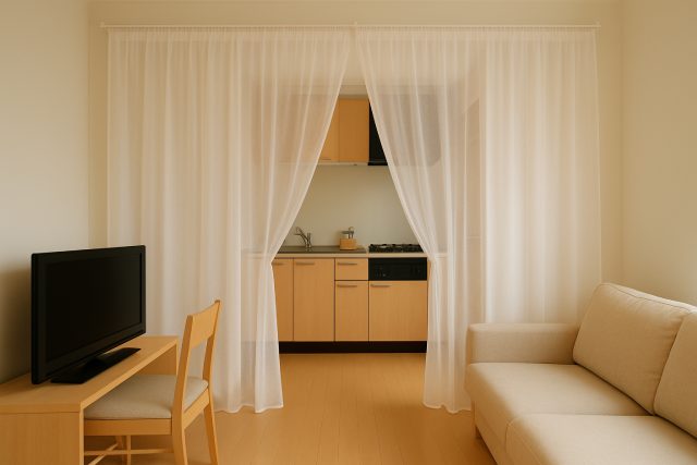 レースカーテンを部屋の仕切りに使ったイメージ