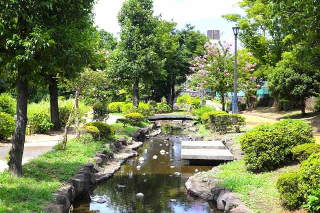 水遊び場のある大横川親水公園