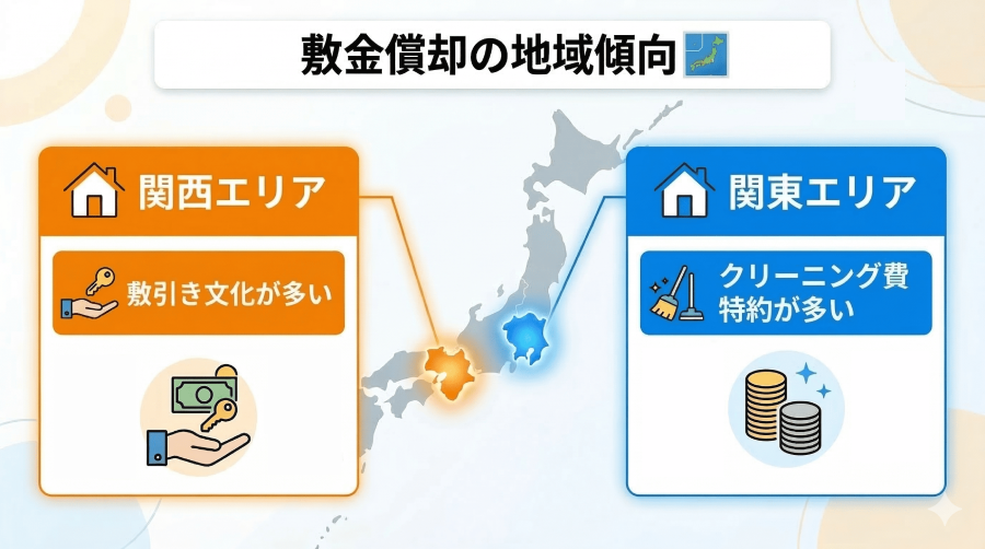 敷金償却の地域傾向説明図