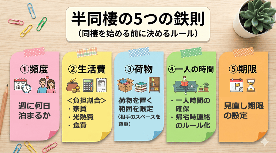 トラブルを防ぐ半同棲のルール作り：お金と頻度の決め方