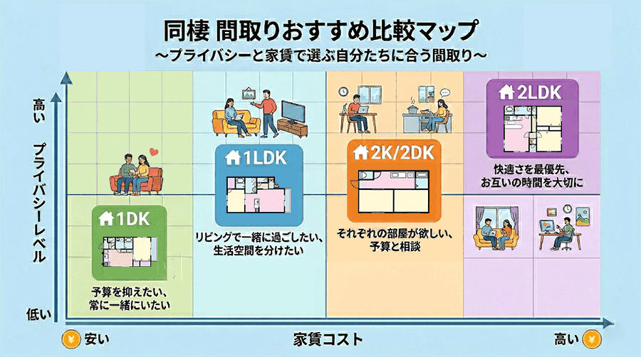 同棲向けの間取り比較マトリクス図