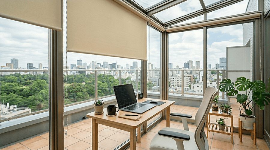 サンルームをワークスペースに活用したイメージ