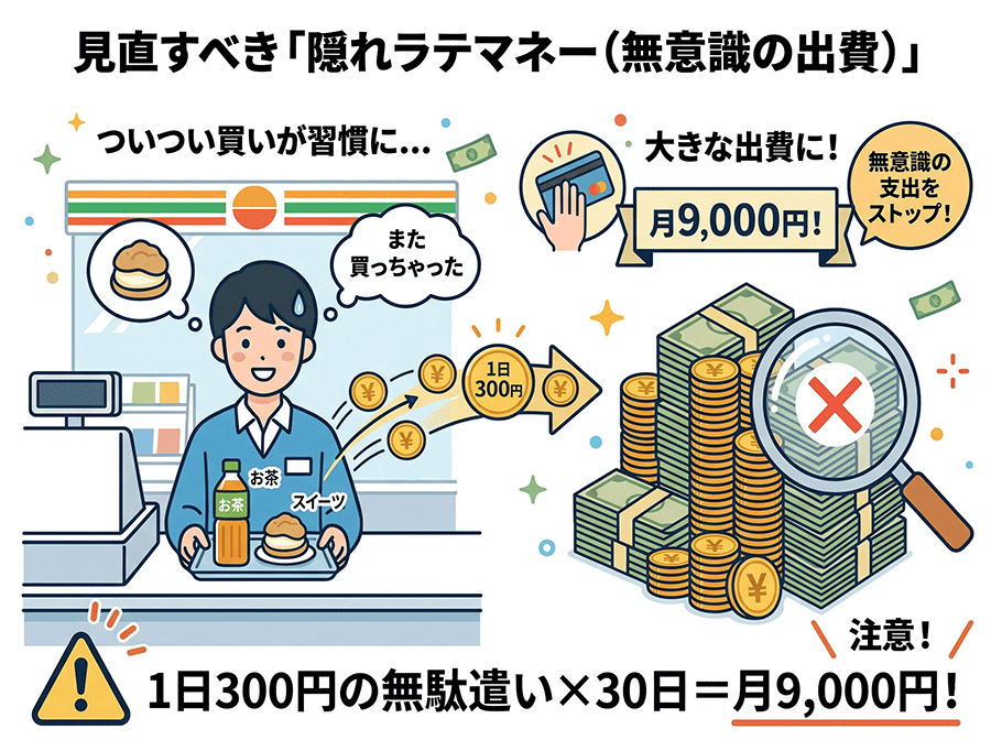 【イラスト図解】見直すべき「隠れラテマネー（無意識の出費）」