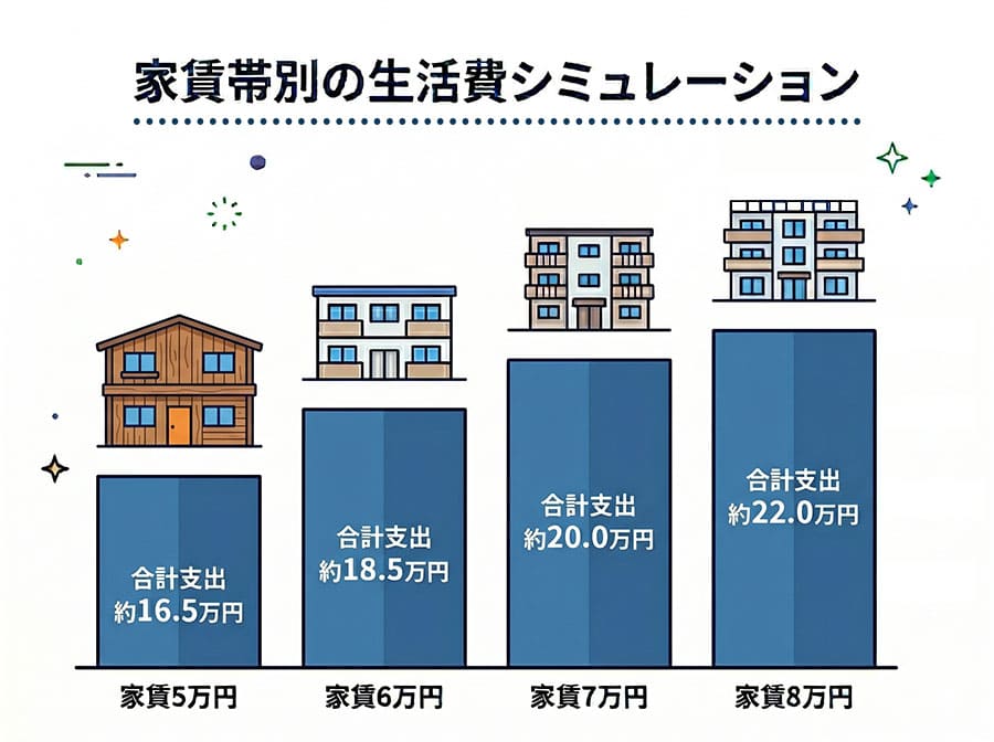 【図解】家賃帯別の生活費シミュレーション表