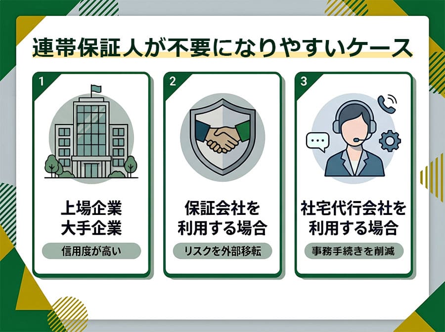 【図解】法人契約で連帯保証人が不要になりやすいケース