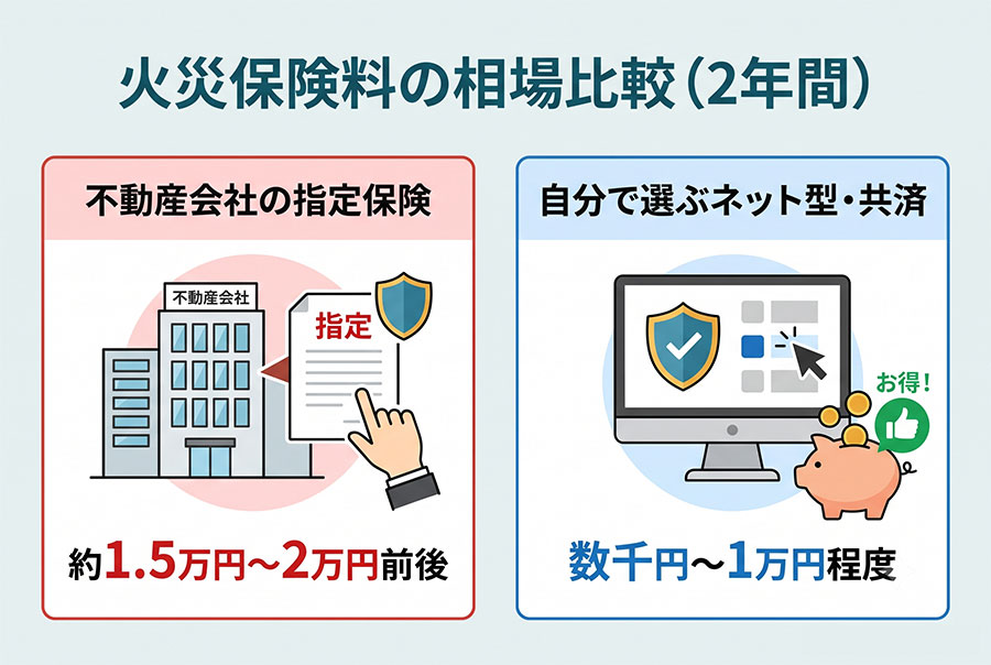 【図解】指定保険と自分で選ぶ保険の相場比較