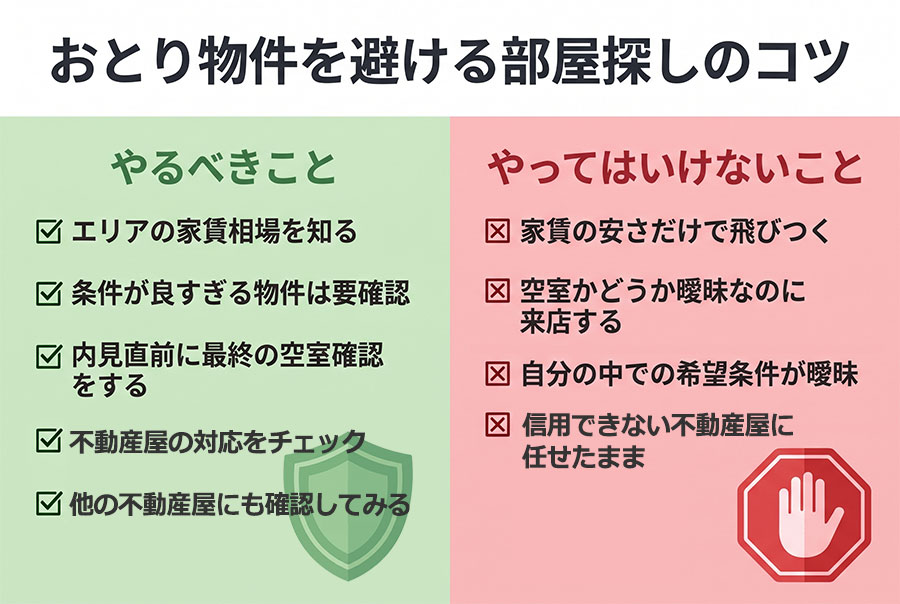 【図解】おとり物件を避ける部屋探しのコツ