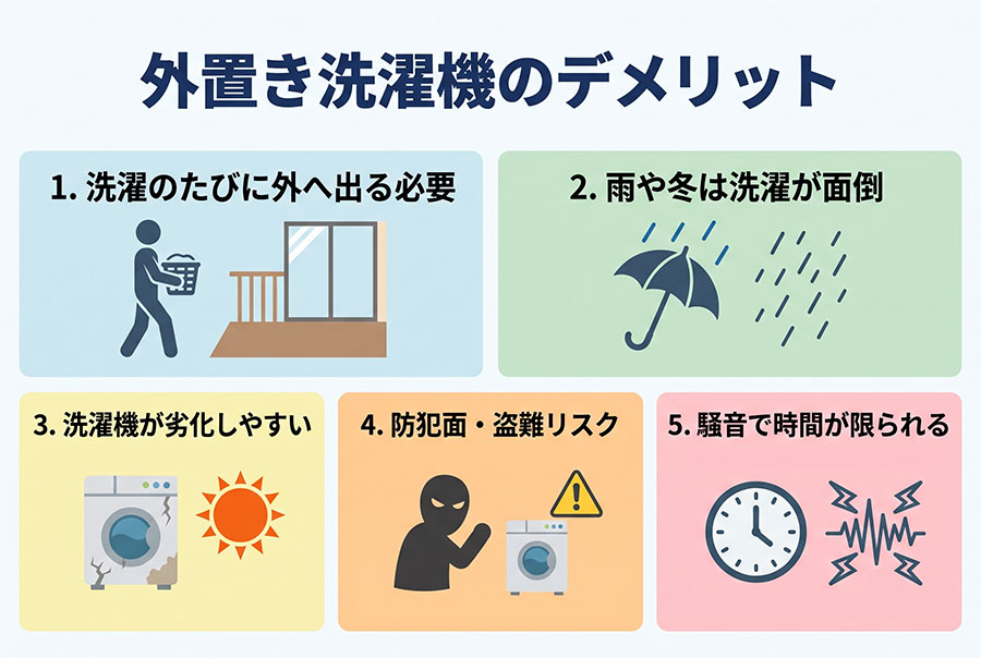 【図解】外置き洗濯機のデメリット