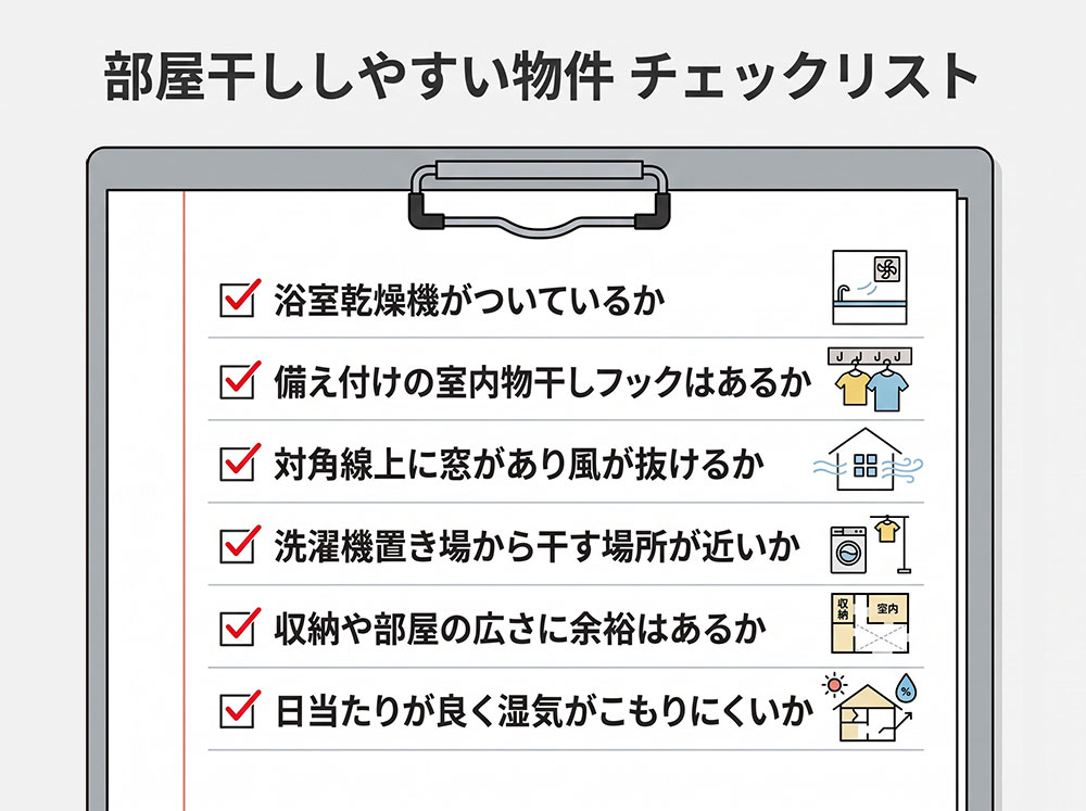 【図解】部屋干し おすすめの干し場所