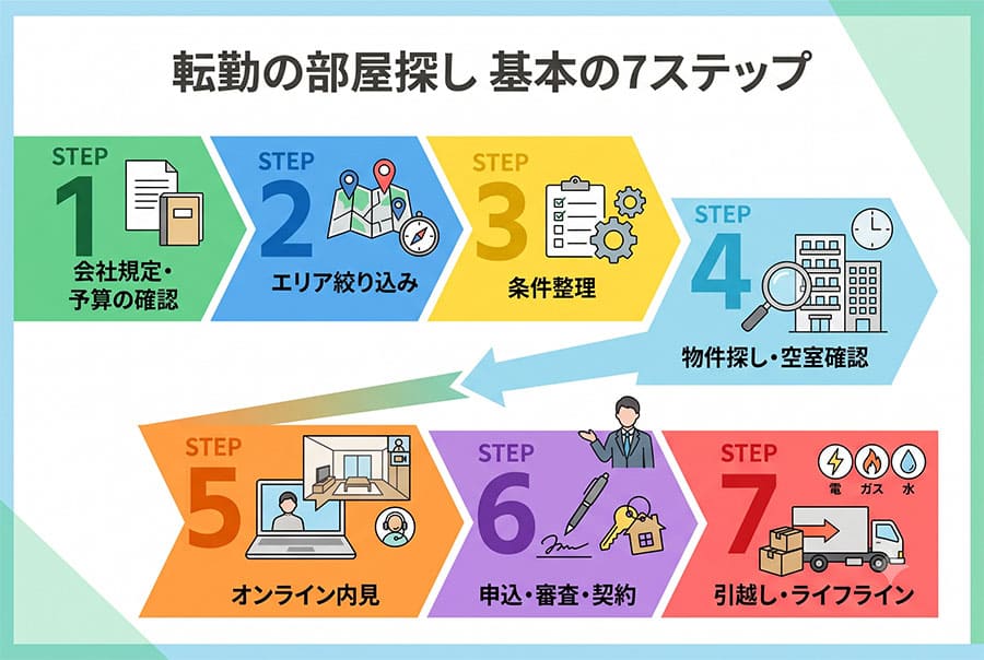 【図解】転勤の部屋探し7つのステップ