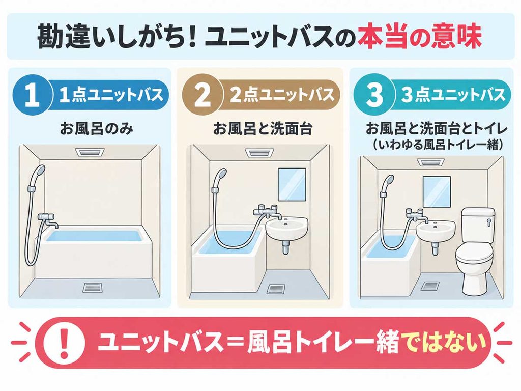 ユニットバスの種類（1点ユニットバス・2点ユニットバス・3点ユニットバスの違い）