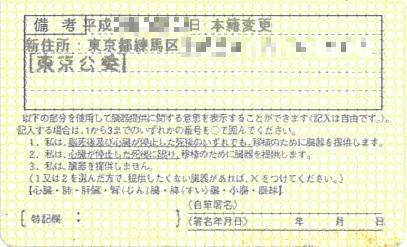 運転免許証裏面