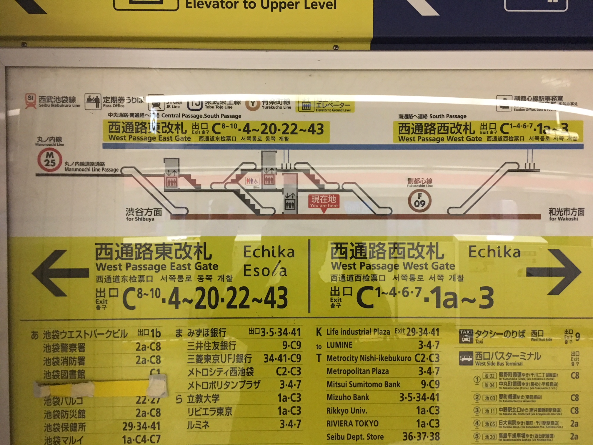 ←西通路東改札　西通路西改札→