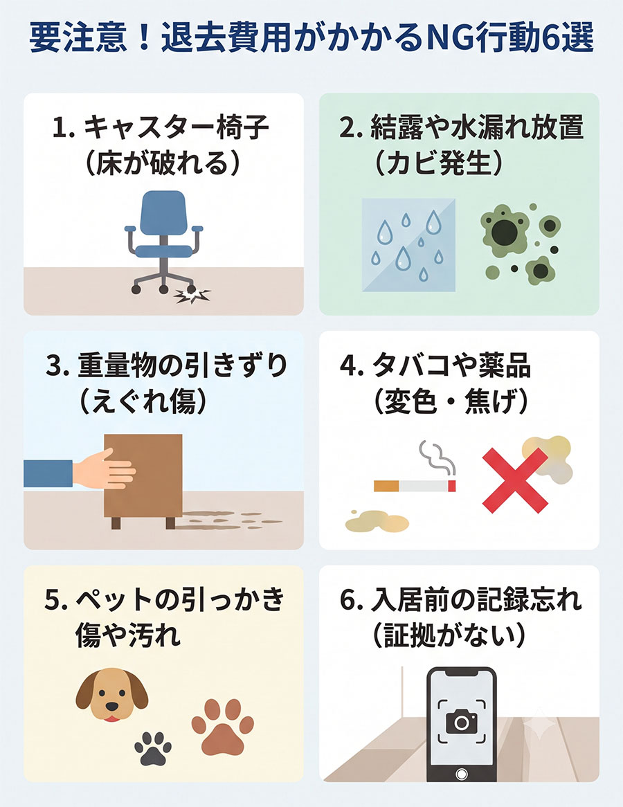 【図解】退去費用がかかるNG行動