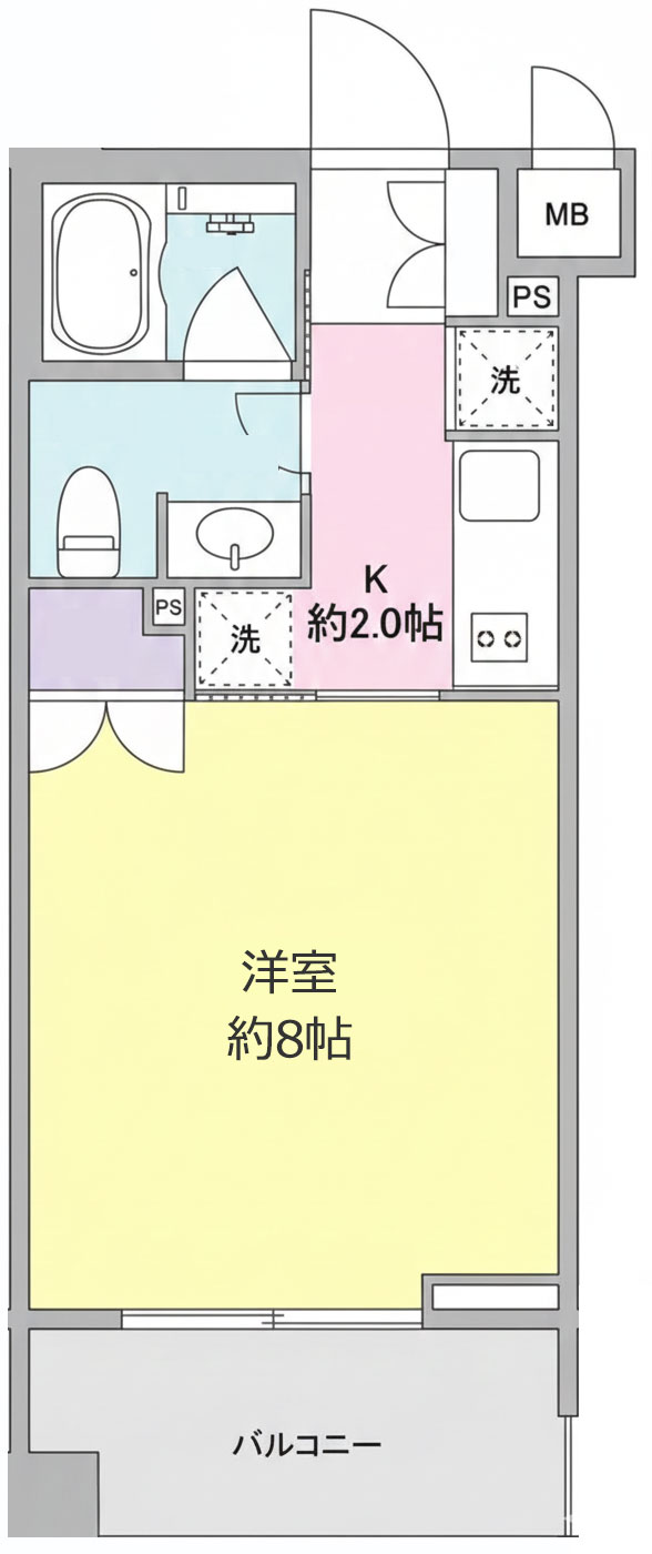 25㎡1K間取り図