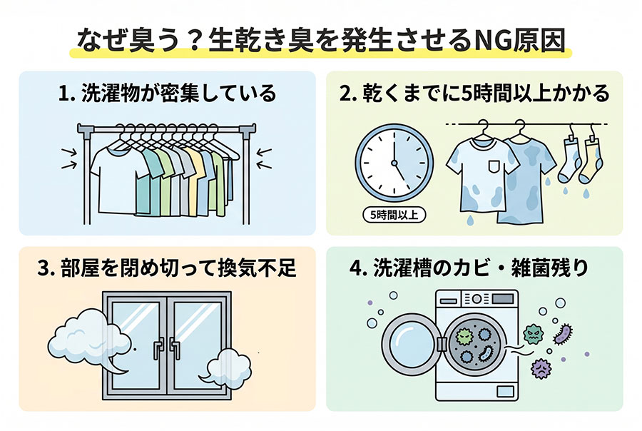 【図解】生乾き集を発生させるNG原因