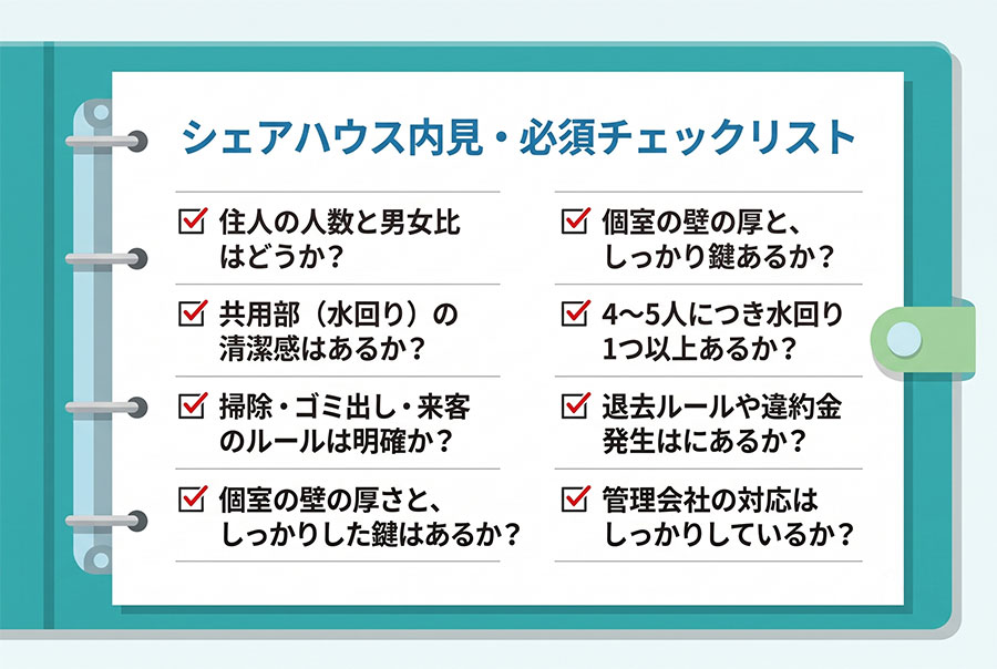 シェアハウス内見・必須チェックリスト