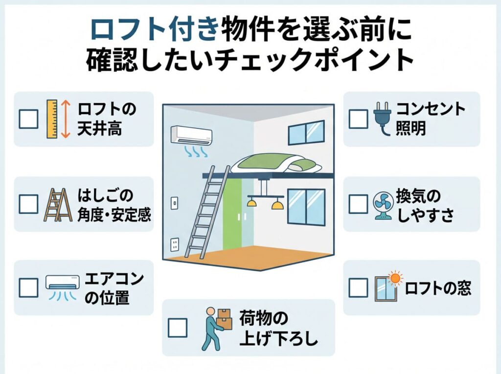 ロフト付き物件の内見で確認したいチェックポイント